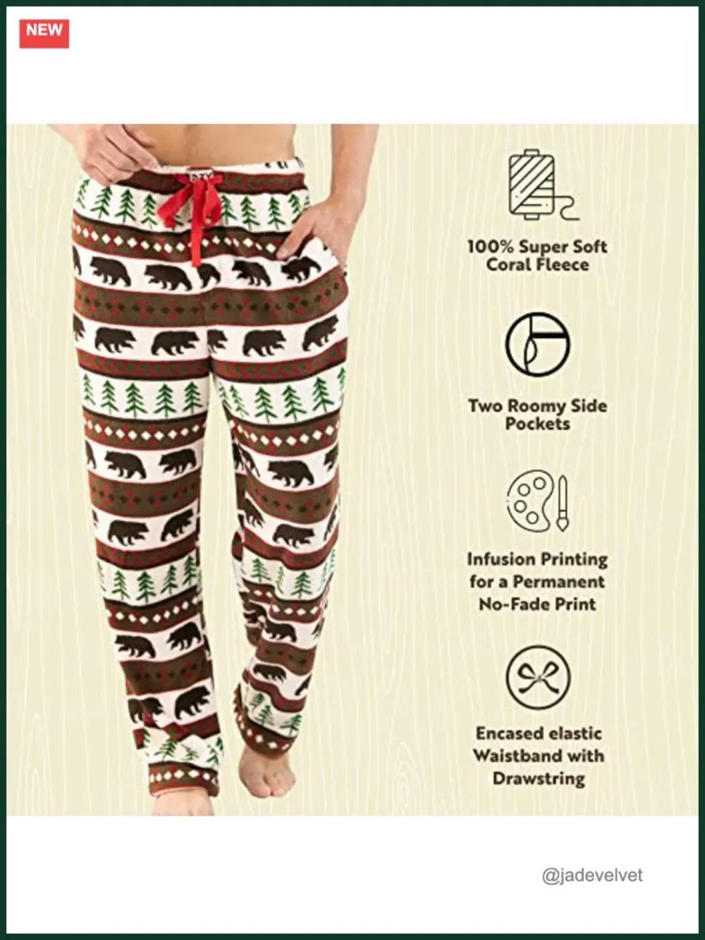 Men's Fleece Pajama Pants - Warm Sleep Bottoms with Drawstring Waist